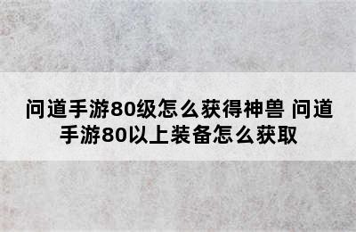 问道手游80级怎么获得神兽 问道手游80以上装备怎么获取